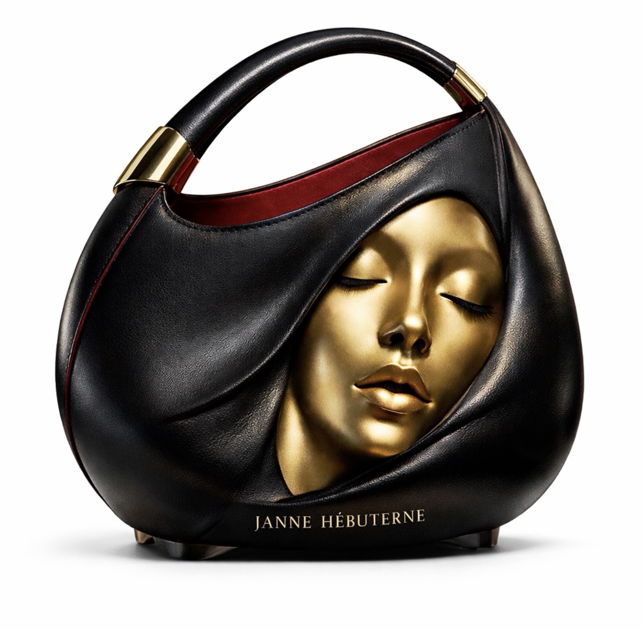 Visage Noir, borsa nera con volto scultoreo dorato